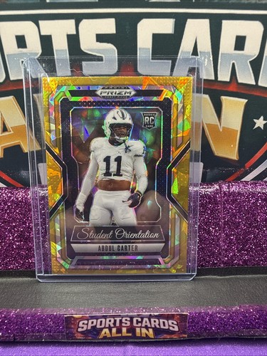 2025 Panini Prizm Draft Picks Student Orientation Abdul Carter Gold Cracked Ice