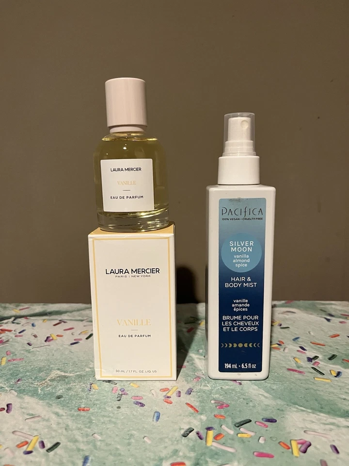 Nuevo y Parcial* Laura Mercier Vanille Edp & Pacifica Silver Moon/Raro/Almendra Foto 3 de 4