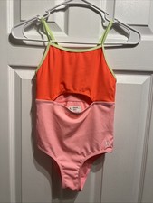 Hurley Girls Ribbed Cut Out Tummy Fully Lined One-Piece Swimsuit Girls size 7/8