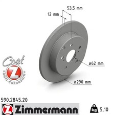 2x Disco de freno macizo 590.2845.20 ZIMMERMANN para TOYOTA PRIUS PLUS MIRAI