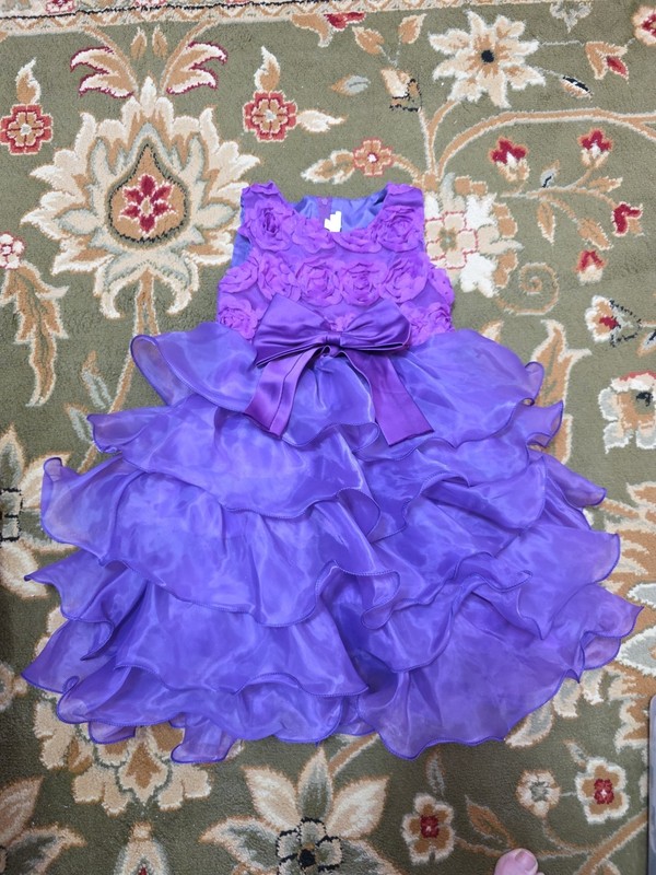 Girls Sz 4-5 Beautiful Layered Full Purple Sleeveless Dresses