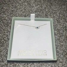 Argento Vivo Sterling Silver Pavé Cubic Zirconia Evil Eye Pendant Necklace NIB