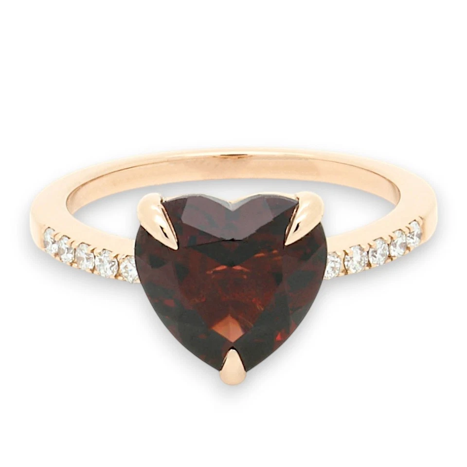 Frank Trautz Ring 585 Roségold mit Diamanten 0,14 ct & Granat 3,30 g  W 56 - Bild 2 von 4