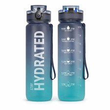 Time Marker Water Bottle 32oz Leakproof Motivational Tritan BPA Free Gym Travel