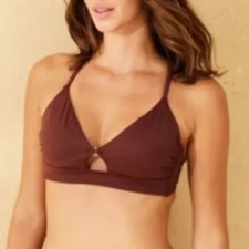 NWT Shade  Shore Brown Underwire Ring Detail Bikini Top Size 36C