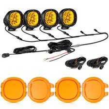 4X AUXBEAM 4" LED Driving Pods Work Light Bar Fog Lamp  Dark Amber Covers 2300K