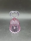 Fenton Pink Heart Handle Bell Embossed Raised Rose Pattern Art Glass No Damage