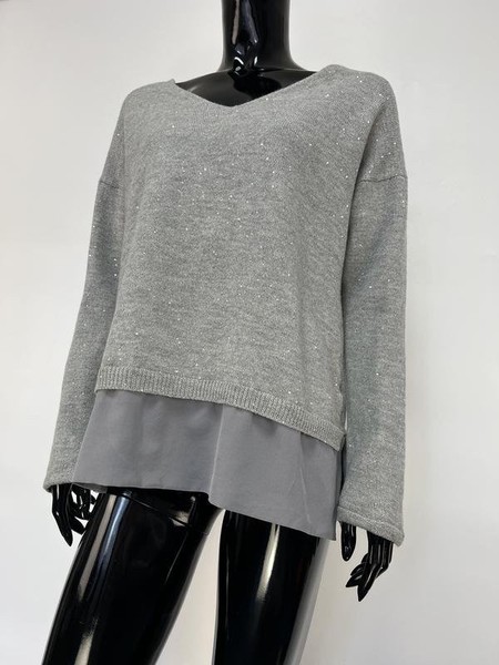 Women Gran Sasso Sweater Grey Wool M #8WE5