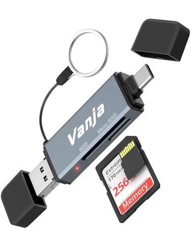 Vanja SD Card Reader, Type C/USB/Micro USB SD Card Reader Adapter for Mac, - 第 1/5 張圖片