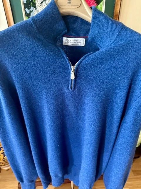 Brunello Cucinelli — BRUNELLO CUCINELLI 100% Cashmere Half-Zip Pullover TurtleneckSweater 50 IT $1650