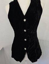 BeSmart Black Velvet Vest 3/4 Whimsigoth Gothic Romantic Steampunk Rhinestone
