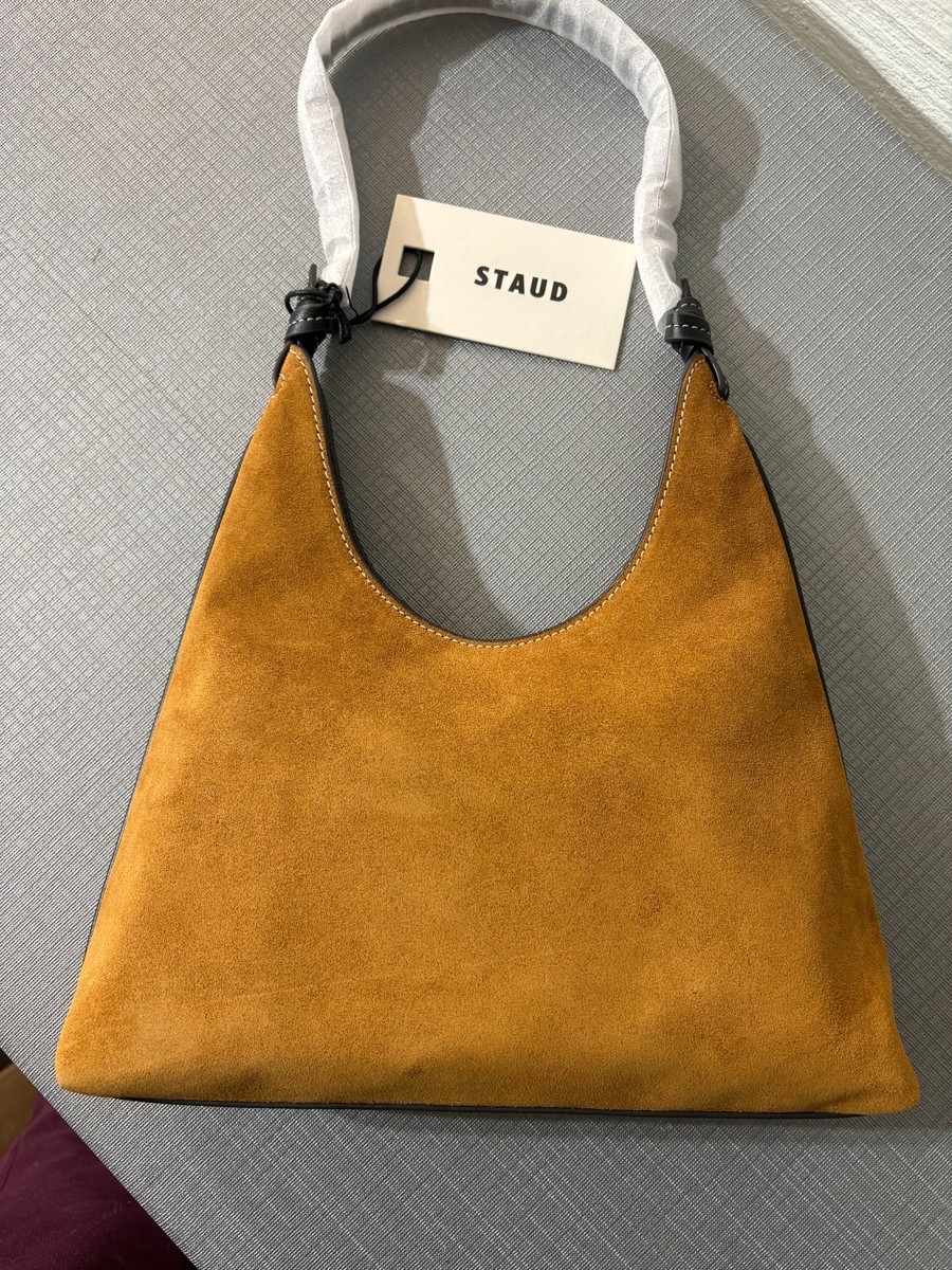 STAUD WINONA Suede SHOULDER BAG in Tan MSRP$395 Timeless Elegance
