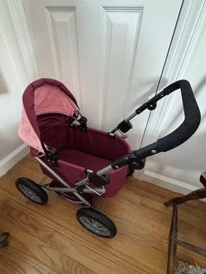 Bayer Trendy Doll Carriage Pram Stroller Maroon Pink Foldable & Bag