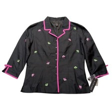 Silkland Blazer Jacket 6 Women's Embroidered Lined New