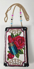NWOT - Mary Frances Beaded HELLO GORGEOUS Lipstick Floral Phone Crossbody Bag