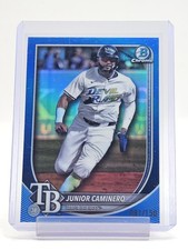 JUNIOR CAMINERO 2025 BOWMAN CHROME BASEBALL BLUE REFRACTOR /150 #80 RAYS Q7139