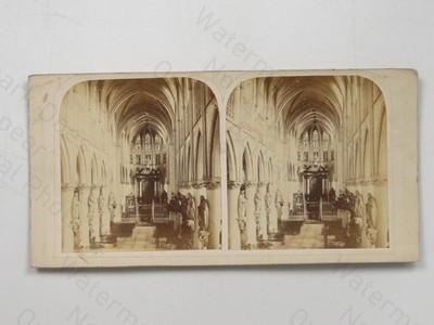 Interior Mechlin Cathedral Belgium Gothic Architecture Stereoview 1850s