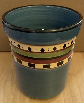 HTF DISCONTINUED HD Designs HDQ3 Blue Utensil Holder, 7  Tall - CHIPPED, READ