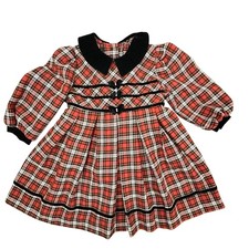 VTG Bonnie Jean Girls Long Sleeve Plaid Dress Size 3T Bows