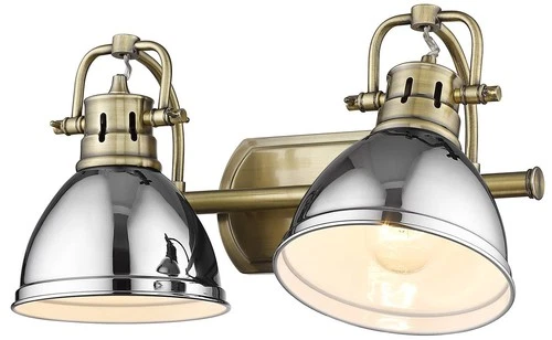 Duncan 16 1/2" Wide Aged Brass and Chrome 2-Light Bath Light - Picture 4 of 6