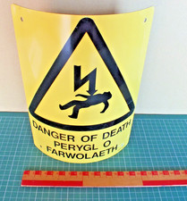 DANGER OF DEATH SIGN ELECTRICITY POLE VINTAGE RECLAIMED NOT ENAMEL