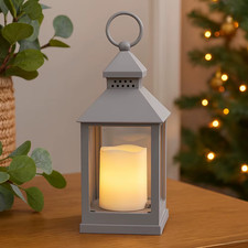 2 Pack LED Candle Lanterns | Grey, White & Black Battery Operated Decorative Lig