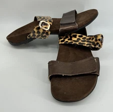 Vionic Orthaheel 341 Camila Leopard Print Slide Slip On Sandals Women’s 10