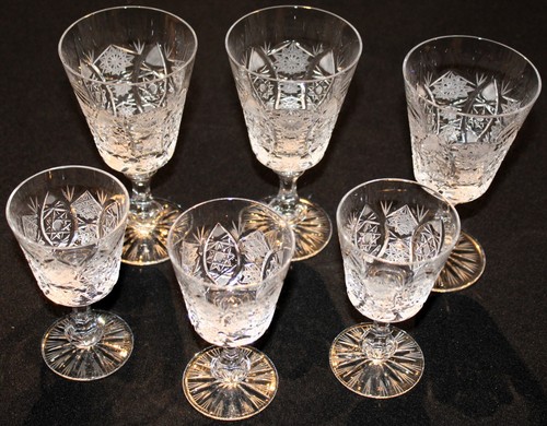 Image result for Bohemian Crystal Glass Set Of Six Vintage High End Cut Stemware Pieces ...