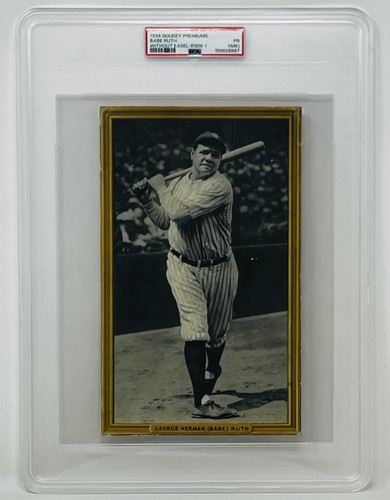 Babe Ruth Card 1934 Goudey Premiums Wiithout Easel R309-1 PSA 1 MK