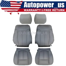 NEW For 2009-14 Ford F-150 Front Bottom&Top Leather Seat Cover & Headrest Gray