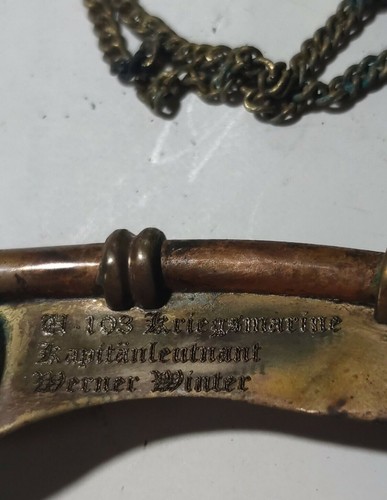 ORIGINAL WW 2 GERMAN KRIEGSMARINE U-103 KPTLT. WERNER WINTER BOATSWAIN'S WHISTLE