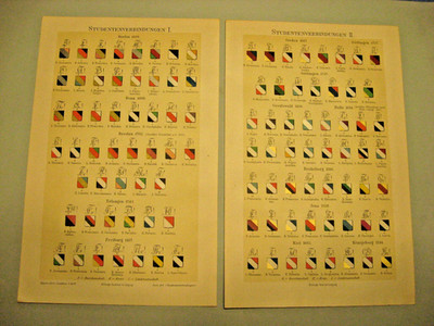 Fraternity, Fraternities, Corps 4 Pictures from 1897 Antique Lithograph