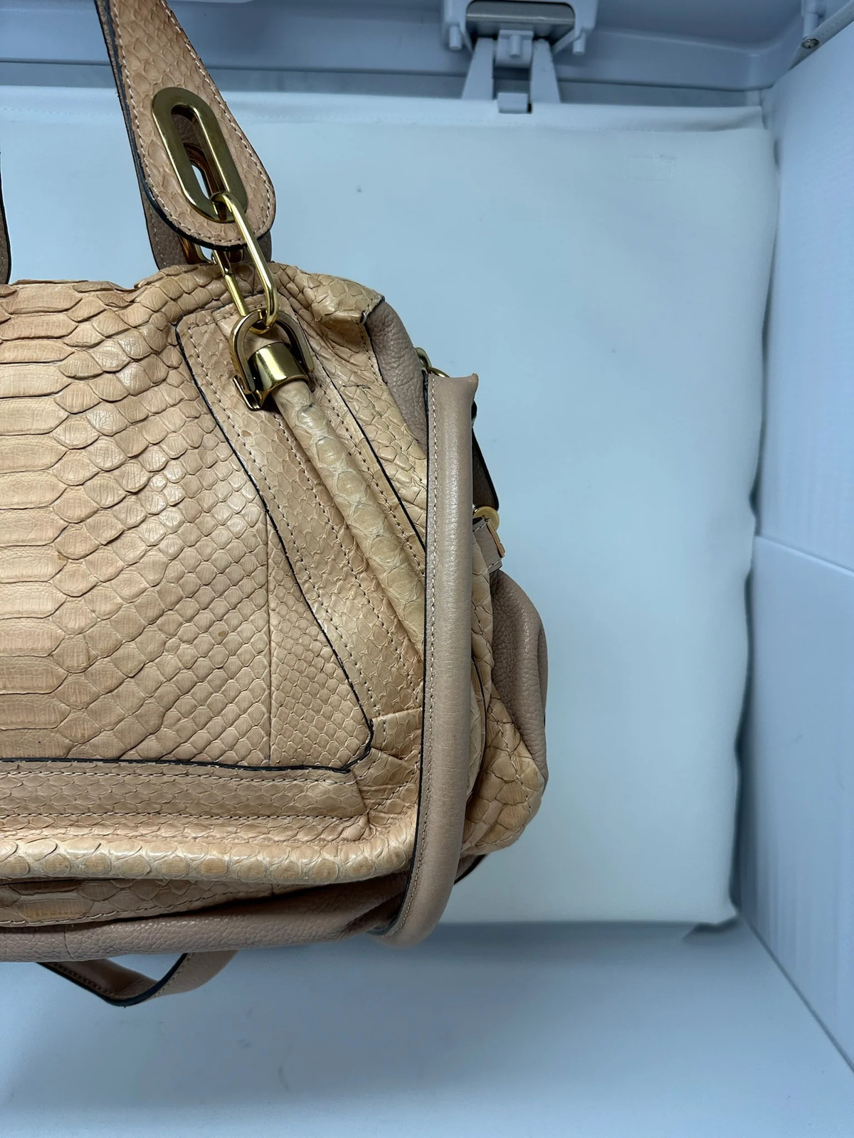 Chloe Paraty Beige Python with Shoulder Strap - image 11