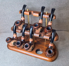 Pipe Stand for 9 Smoking Bowls - Wooden Pipe Holder - Tobacco Pipe Rack ...