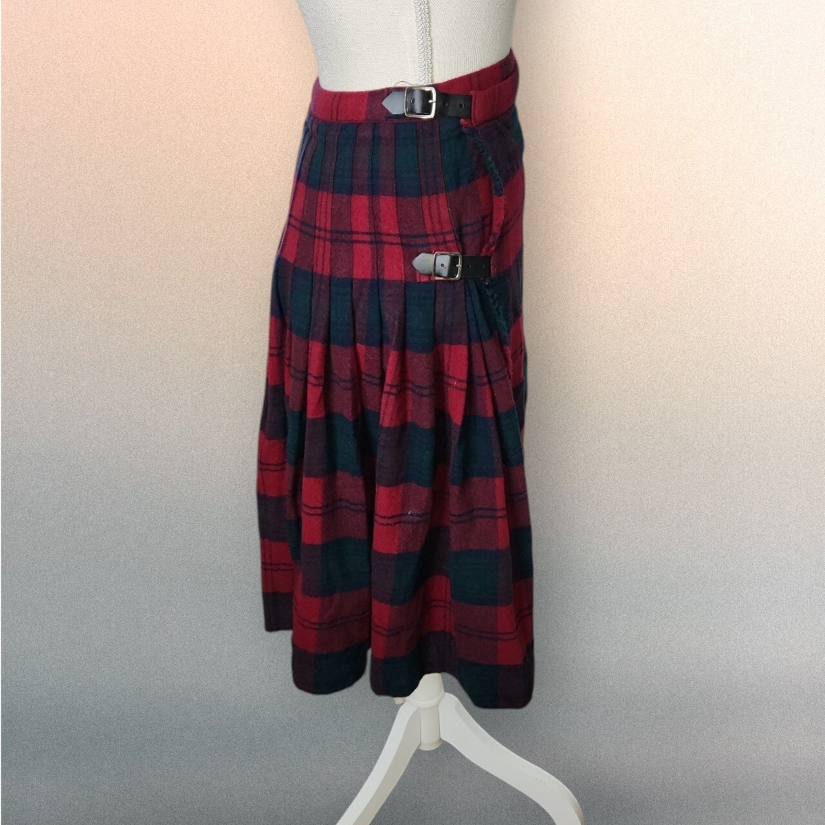 Vintage The Scotch House 100% Wool Kilt Skirt Plaid Wrap Midi Pleated