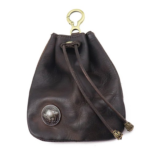 Vintage Real Leather Drawstring Wallet Coin Purse Money Pocket Pouch Small Bag - Picture 2 of 17