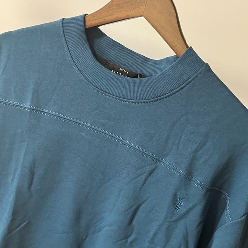 NWT AllSaints Mens Sweatshirt Blue Jumper Sweater Raven Crew Ramskull Top SZ M - Picture 3 of 8