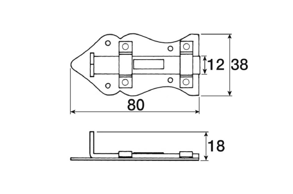 4x Verrous Dispositif sécurité cadenas pour portes décorative Coulisse Boulon - Photo 3/3