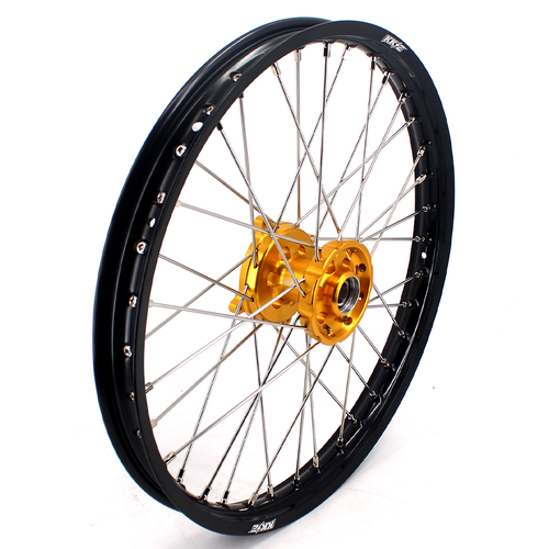KKE 21/19 MX Wheels Rims Fit Suzuki RMZ250 2007-2025 RMZ450 2005-25 CNC Gold Hub - Picture 3 of 13