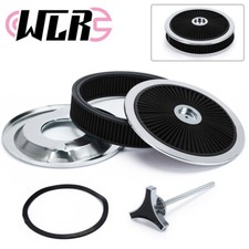 14 X 3 Deluxe Low Profile Black Air Cleaner With Tri-star Nut 5-18 Carb Neck