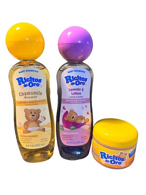 3-SHAMPOO GRISI RICITOS DE ORO- CHAMOMILE -LAVANDA & LECHUGA -GEL MANZANILLA-SET