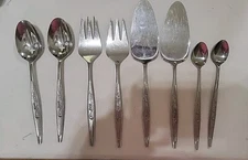 8 Piece Serving Set Carlton Stainless Woodcrest Flatware Japan 