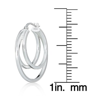 Sterling Silver Square-Tube Triple Round Hoop Earrings | eBay