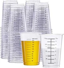 50 Pack Disposable Plastic Measuring Cups for Baking Cooking Epoxy Resin Mixing