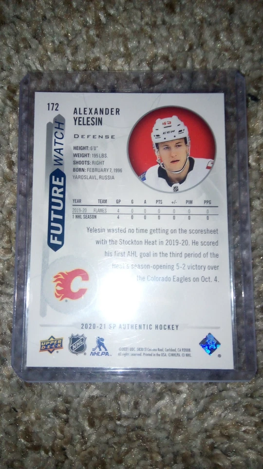 2020-21 SP Authentic Future Watch /999 Alexander Yelesin #172 Rookie RC - Image 2 of 2