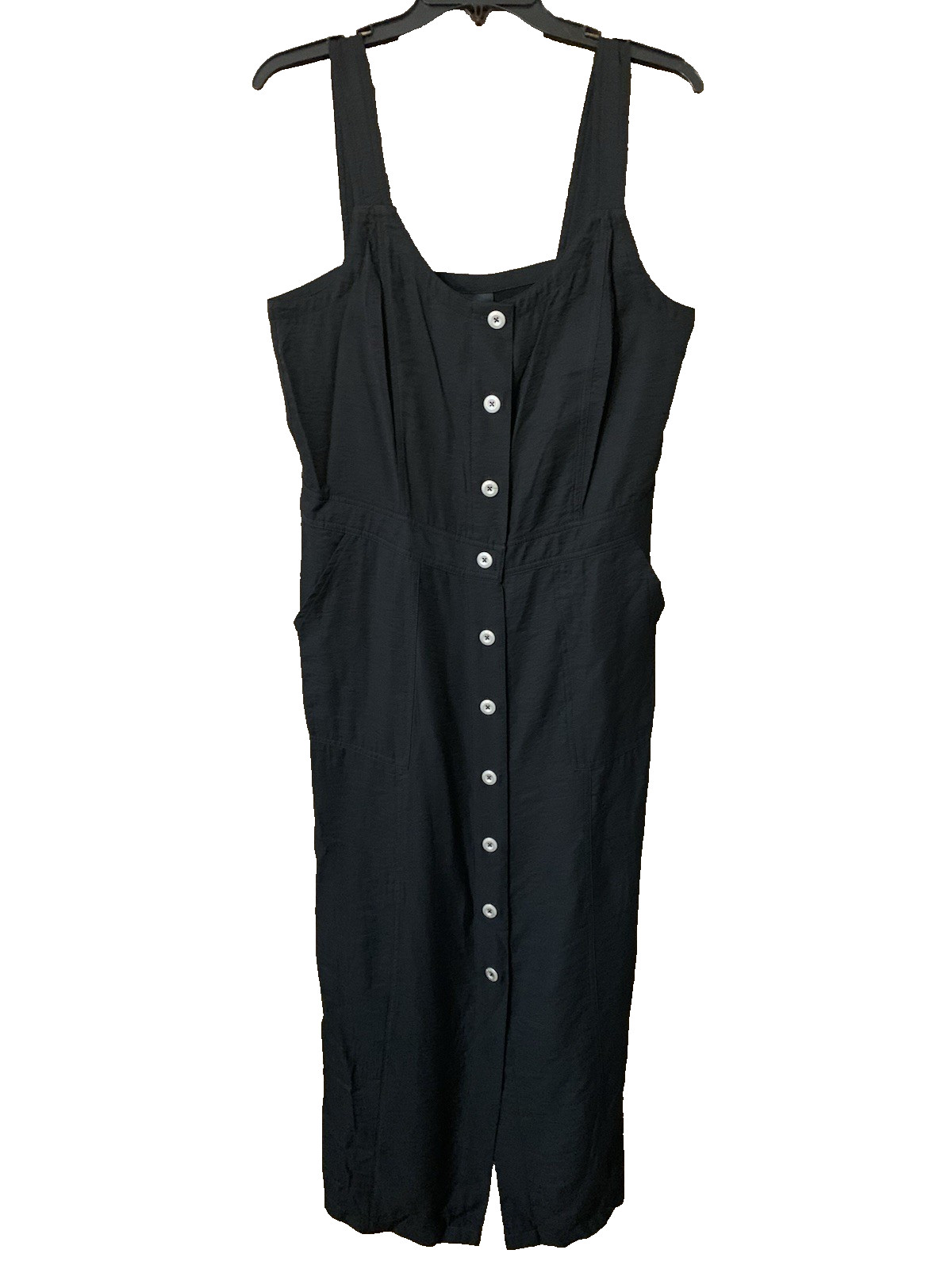DKNY Jeans Womens New $115 Full Button Overalls Shift Dress Size Small Black NWT