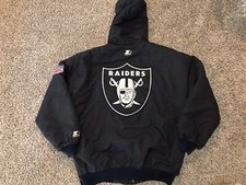 Vintage NFL Official Starter Raiders Jacket Oakland Mens Size L Broken Zipper