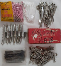 Large Lot Vtg Hair Pins Flamingo Bobby Crimp Pink Metal Clips Claws Goody France