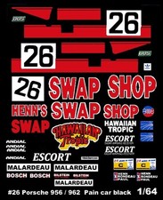 26 SWAP SHOP Porsche 1/64th HO Scale Slot Car Waterslide Decals