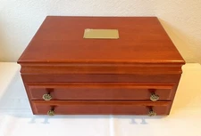 Vintage Rare Solid Wood Super Flatware Chest-1 Drawer with Lift-out Tray-Mint